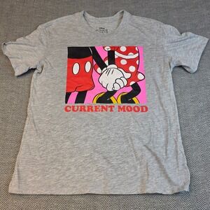 Disney Minnie Mouse Current Mood Graphic Tee Heather Grey L 11/13 Mickey Hand